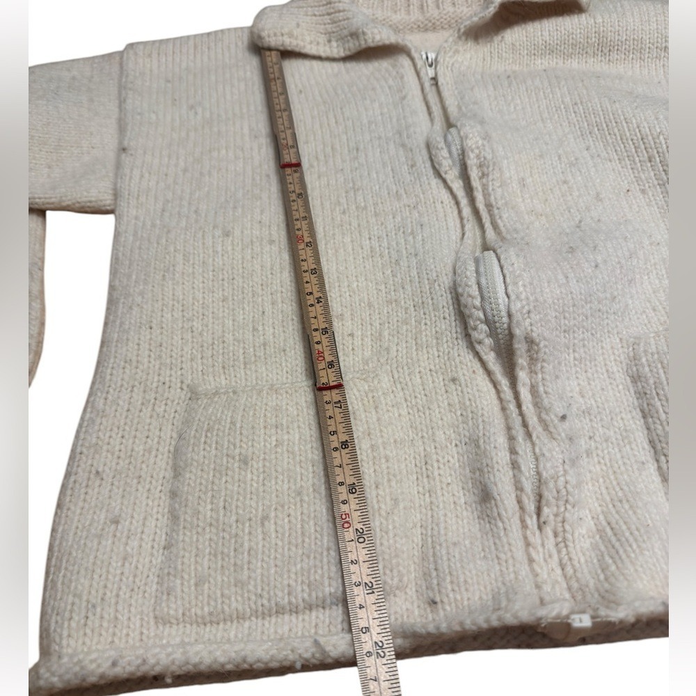 Handmade Ecuador Wool Sweater Jacket Trophy Graphic Full Zip Cardigan Vintage - Picture 8 of 12